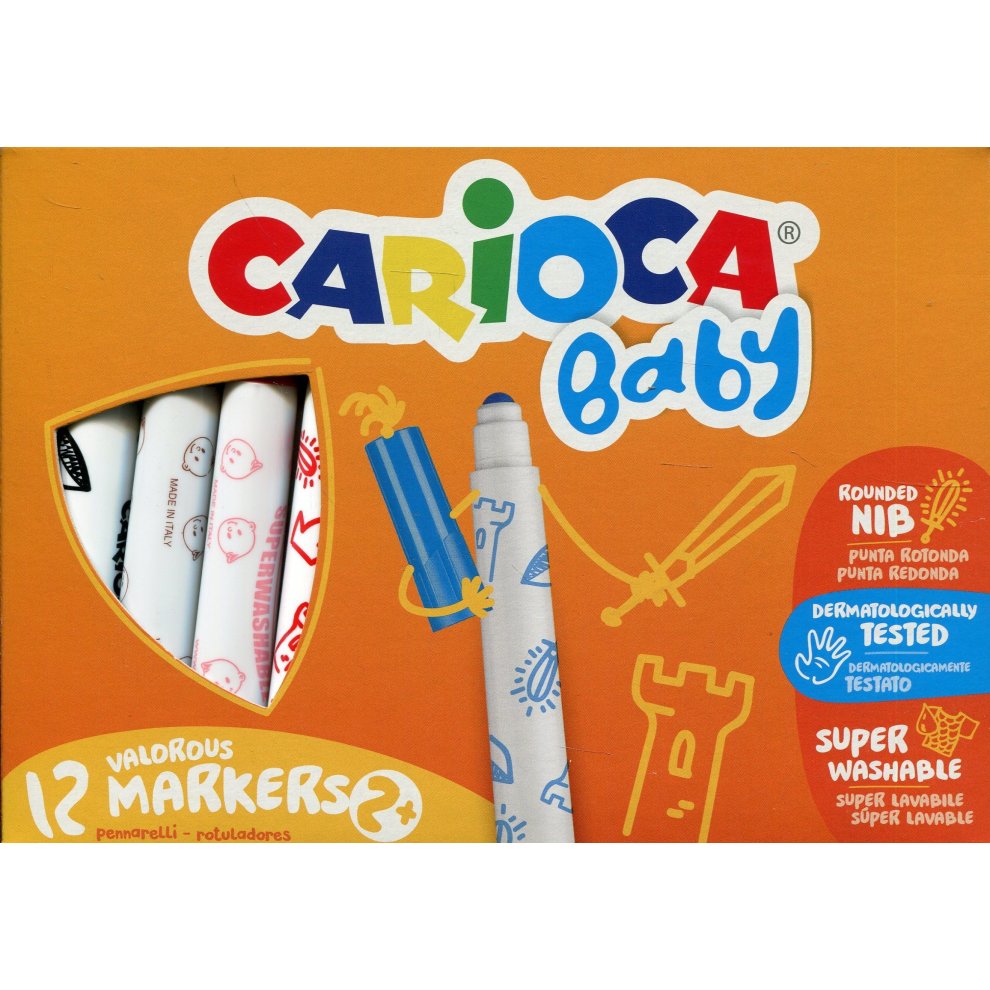 CARIOCA: Viltstift "Baby" 12 stuks in kartonnen doos, afwasbare inkt