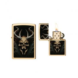 Zippo - Skull Design High Polish Brass