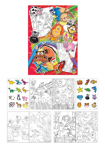 Kleurboek met stickers mini (12st)