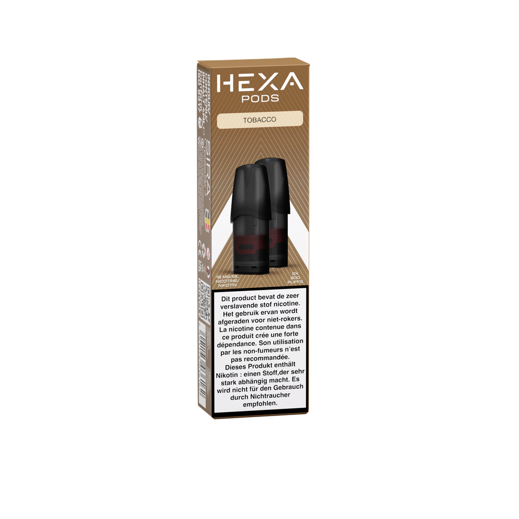 [HXS-PODS-BE-TOB] Hexa Sira Pods - Tobacco 18MG (5 st.)